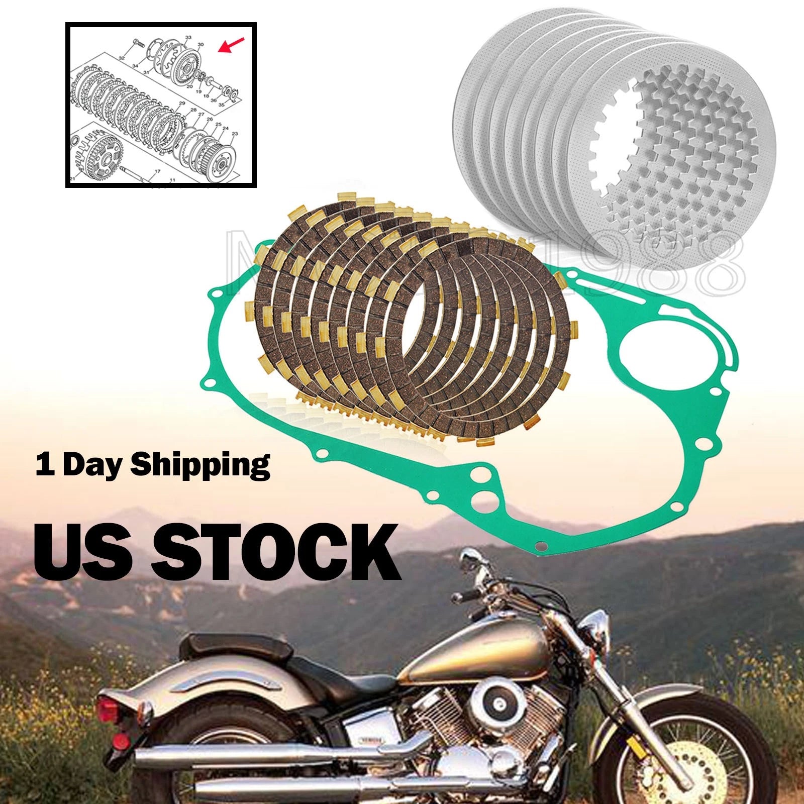 Clutch Kit & Gasket for Yamaha V-Star 1100 XVS1100 (1999–2009)