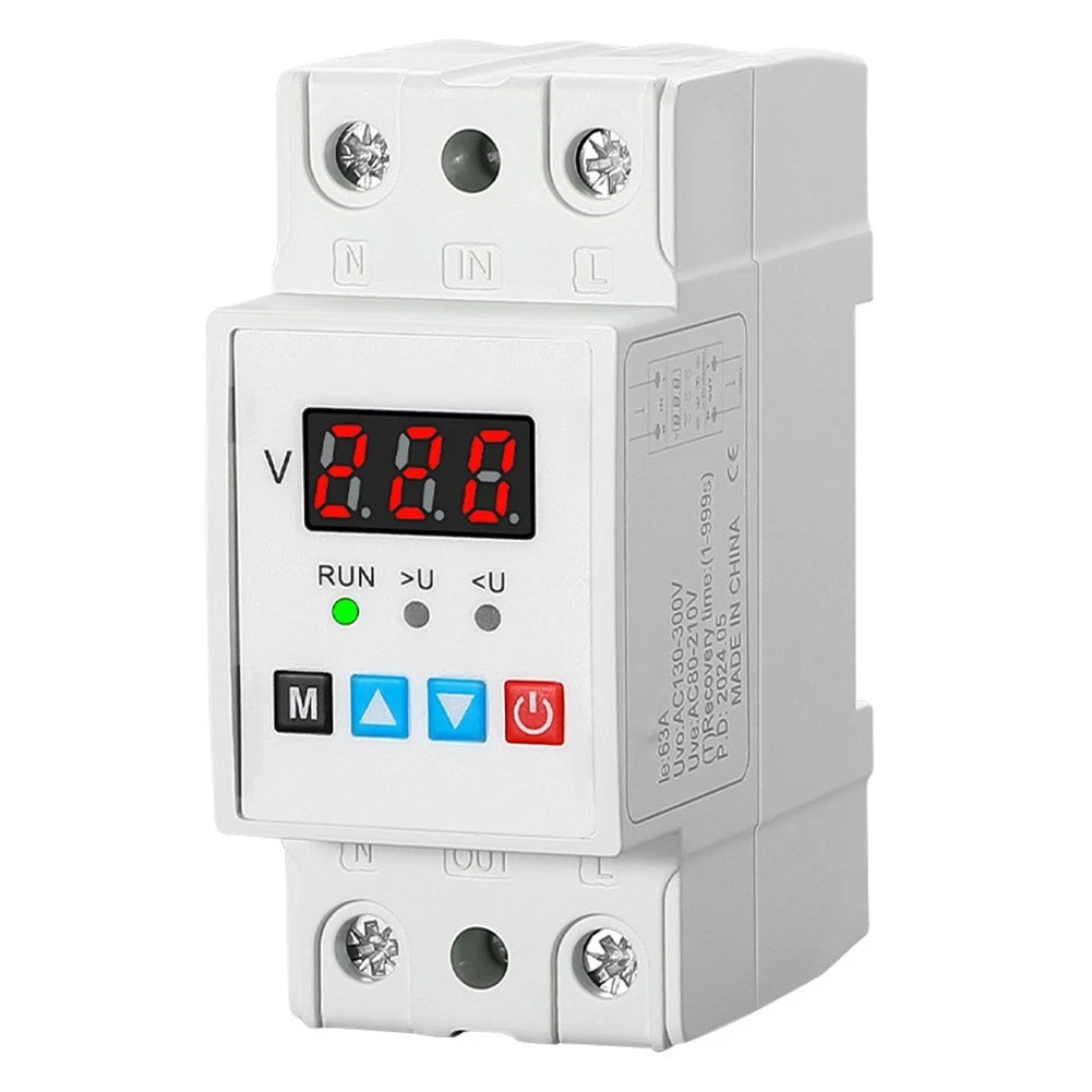 Adjustable Over Under Voltage Relay 220V 230V 40A 63A with LED Display