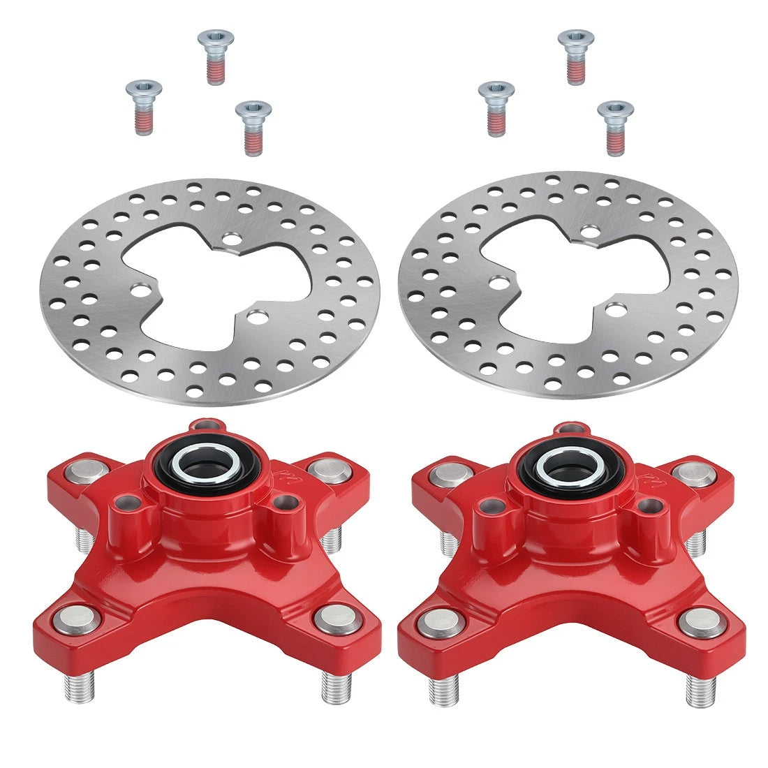 2X Red Front Wheel Hubs & Brake Rotors for Honda Sportrax 250 TRX250EX (2001–2008)