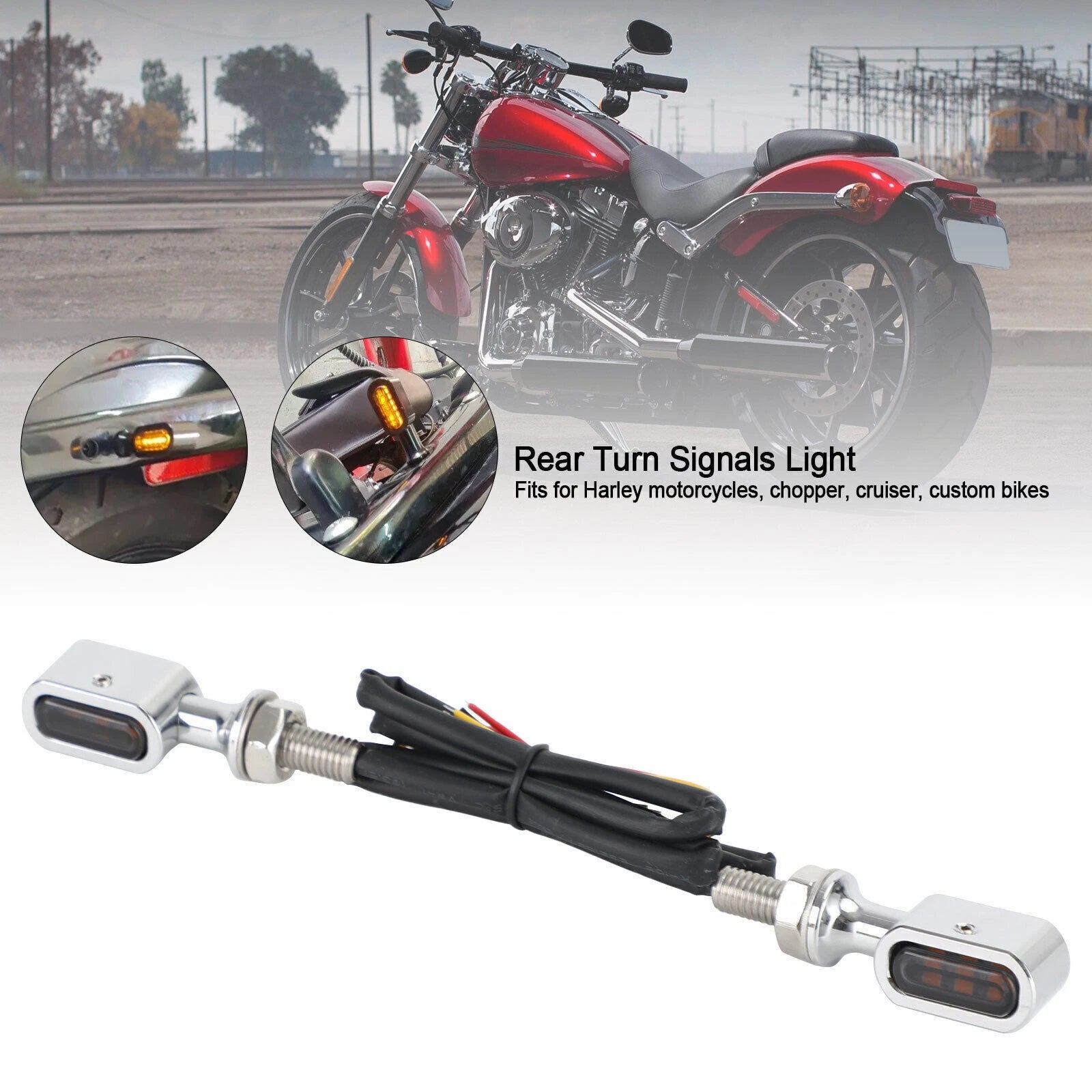 LED Rear Mini Turn Signal Indicator for Harley Sportster Touring Dyna (T9)