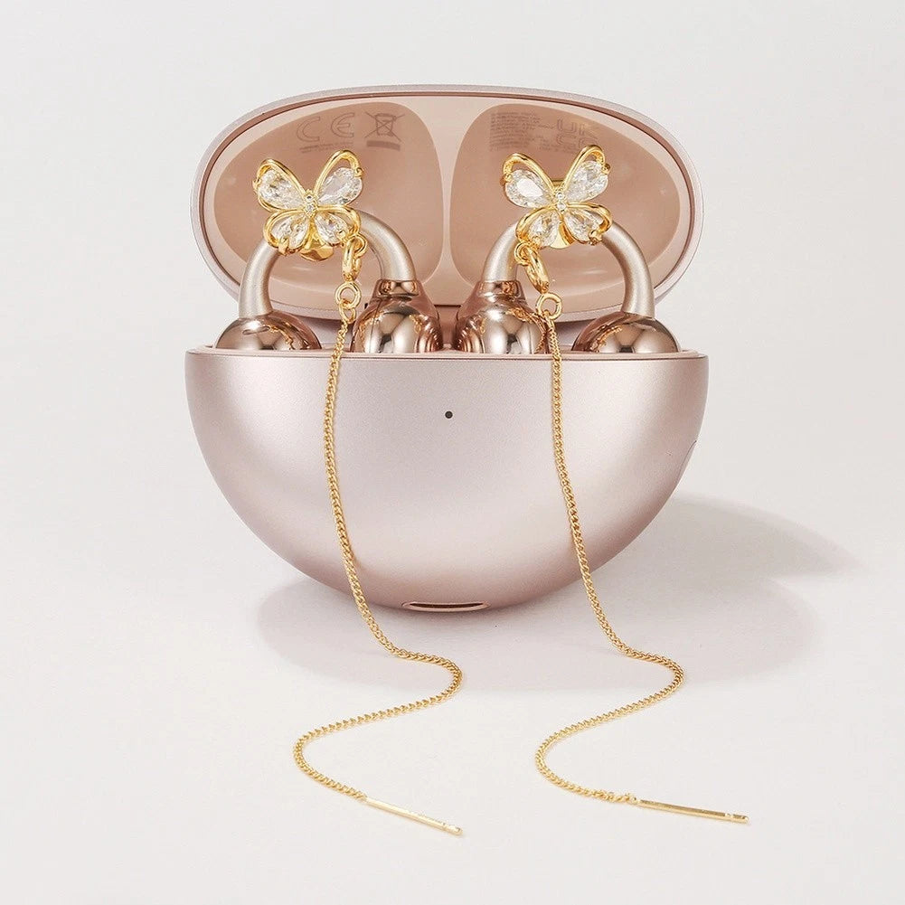 Drop Ear Cuff Light Charm for Open-Ear Earphones (Floral Bowknot Design)