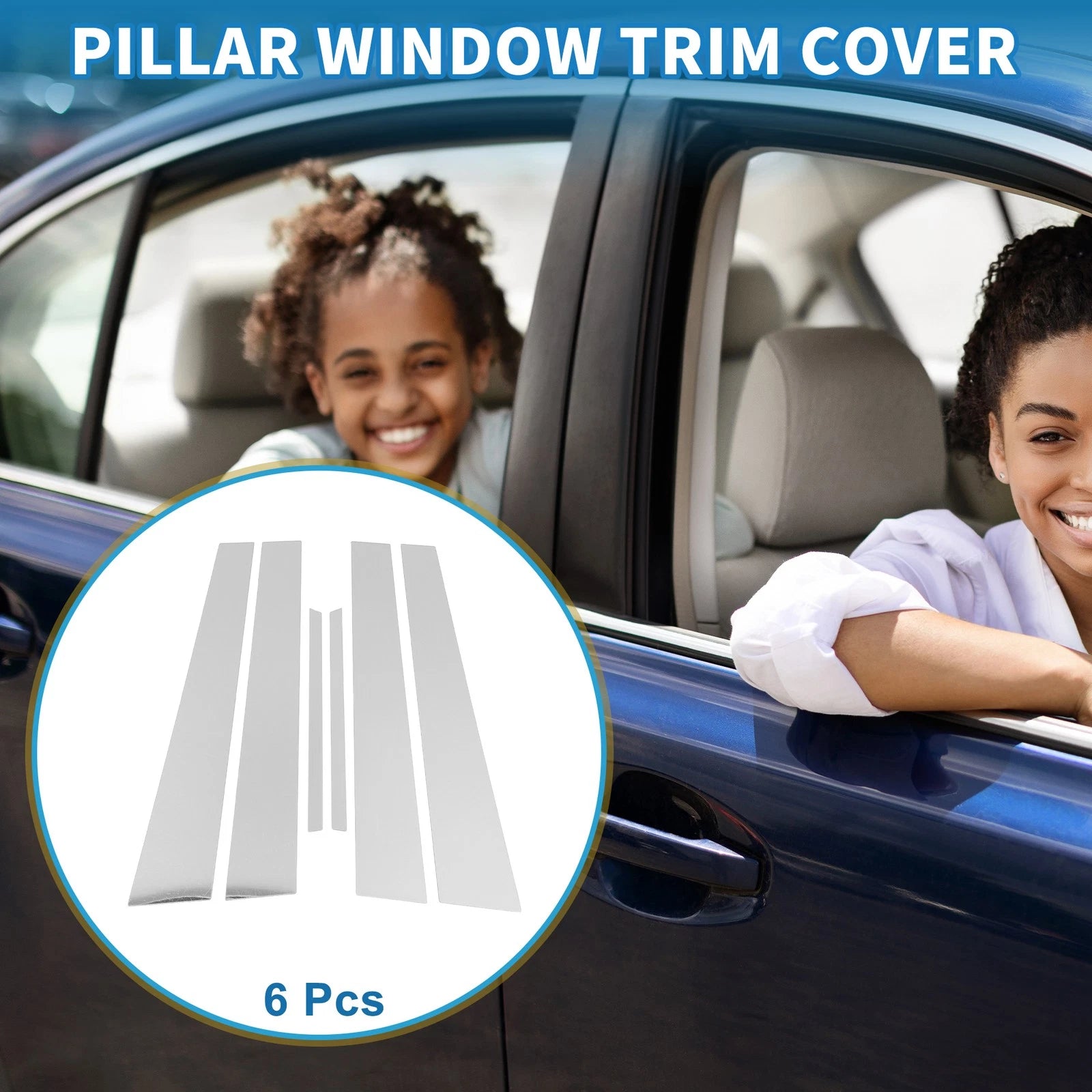 Door Pillar Window Trim Kit 6 Pcs for Lexus ES (2002–2006) Chrome Silver