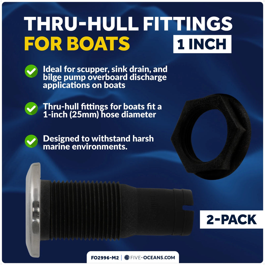 2X Straight Thru-Hull Connection for Hose, 1" - FO2996-M2