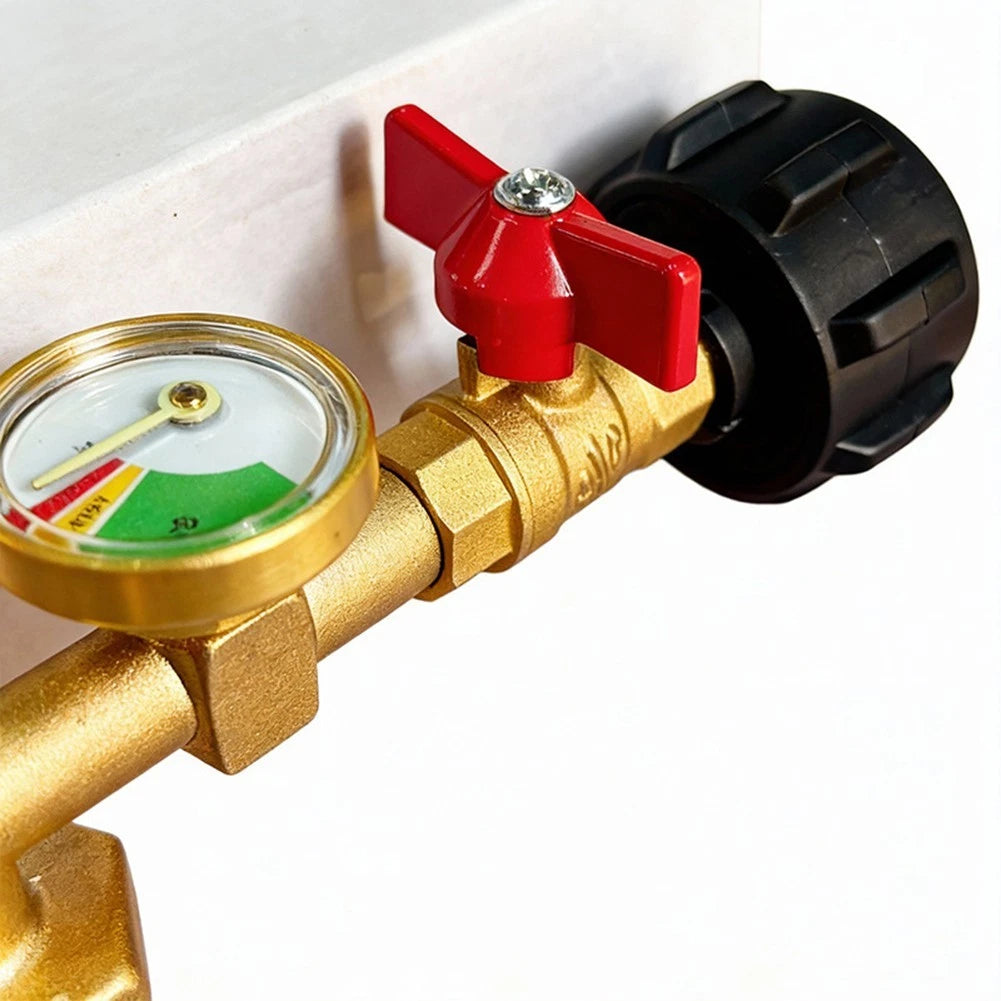 Elbow Propane Refill Adapter with Gauge for 1 lb Cylinder Applications