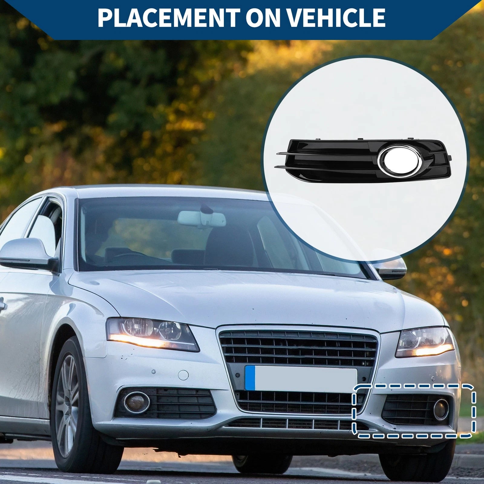 1pc Front Left Fog Light Grill Replacement for Audi A3 8P (2009–2013)