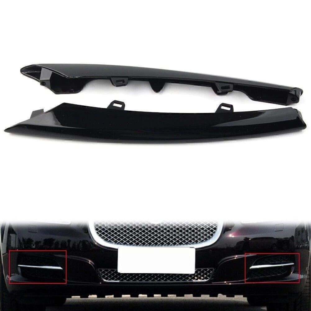 Pair Gloss Black Front Side Grille Molding Trim for Jaguar XJ (2010–2015)
