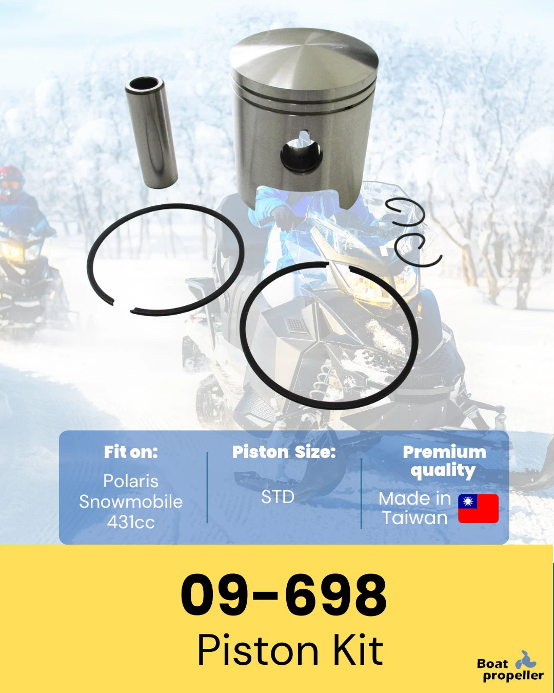 Piston Kit 09-698 STD + Ring for Arctic Cat El Tigre 4000 Panther 4000