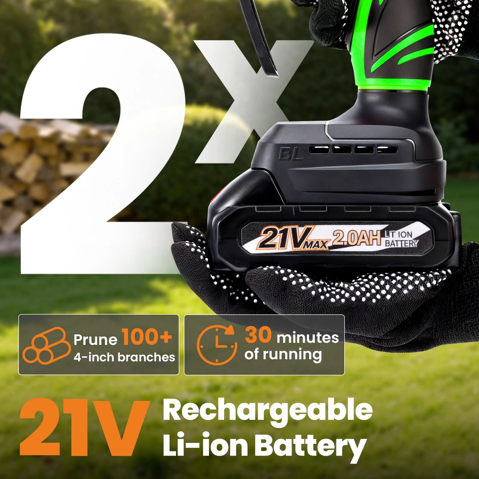 Cordless Mini Chainsaw 6" Electric Handheld + 2 Batteries (2023)