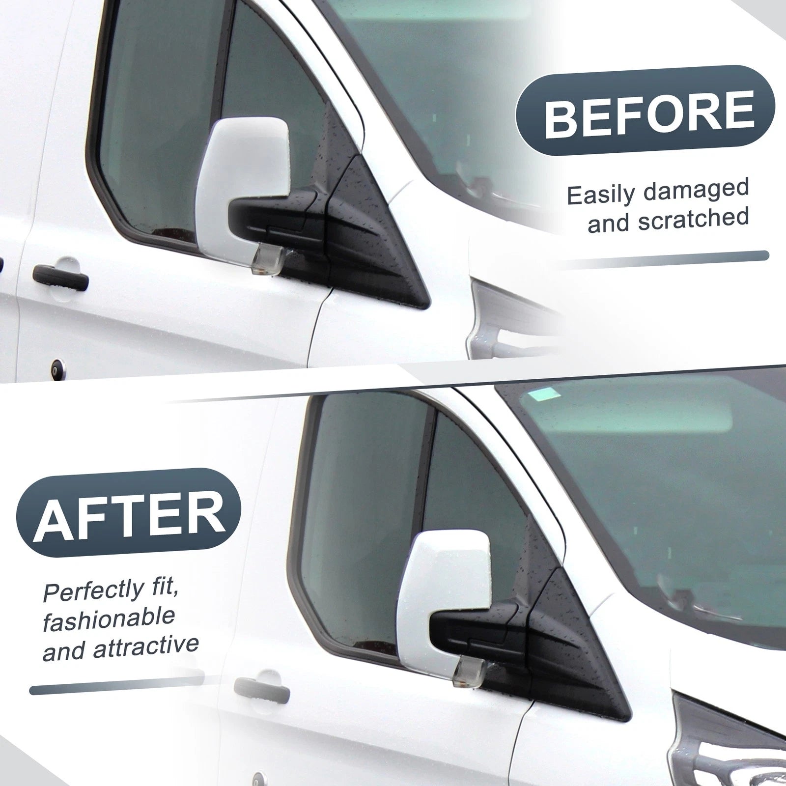 Right Side Rearview Mirror Cover Cap White for Ford Transit Custom (2012–2023)