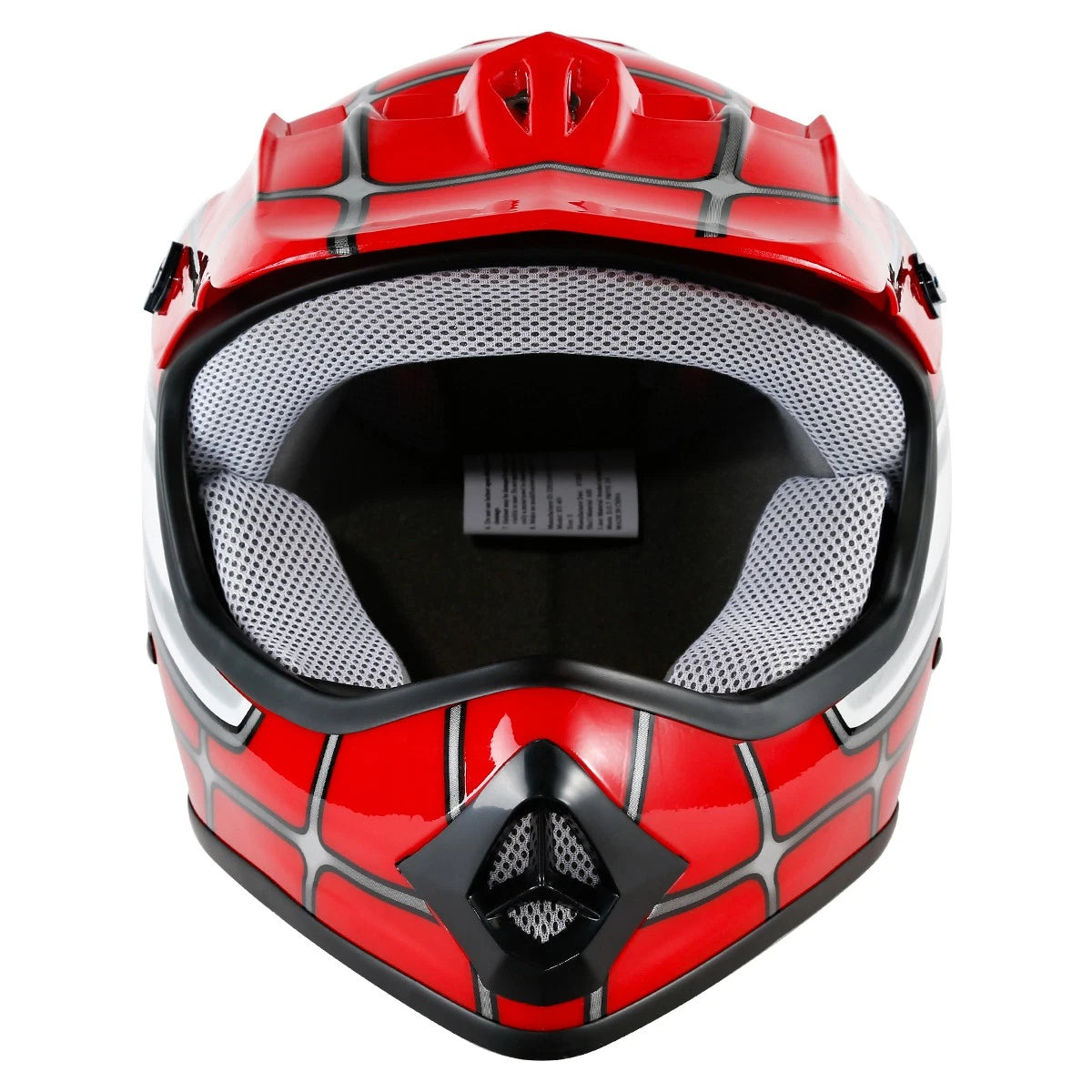 Youth Motocross Helmet for Kids (DOT Approved) - Red Spider Net Design