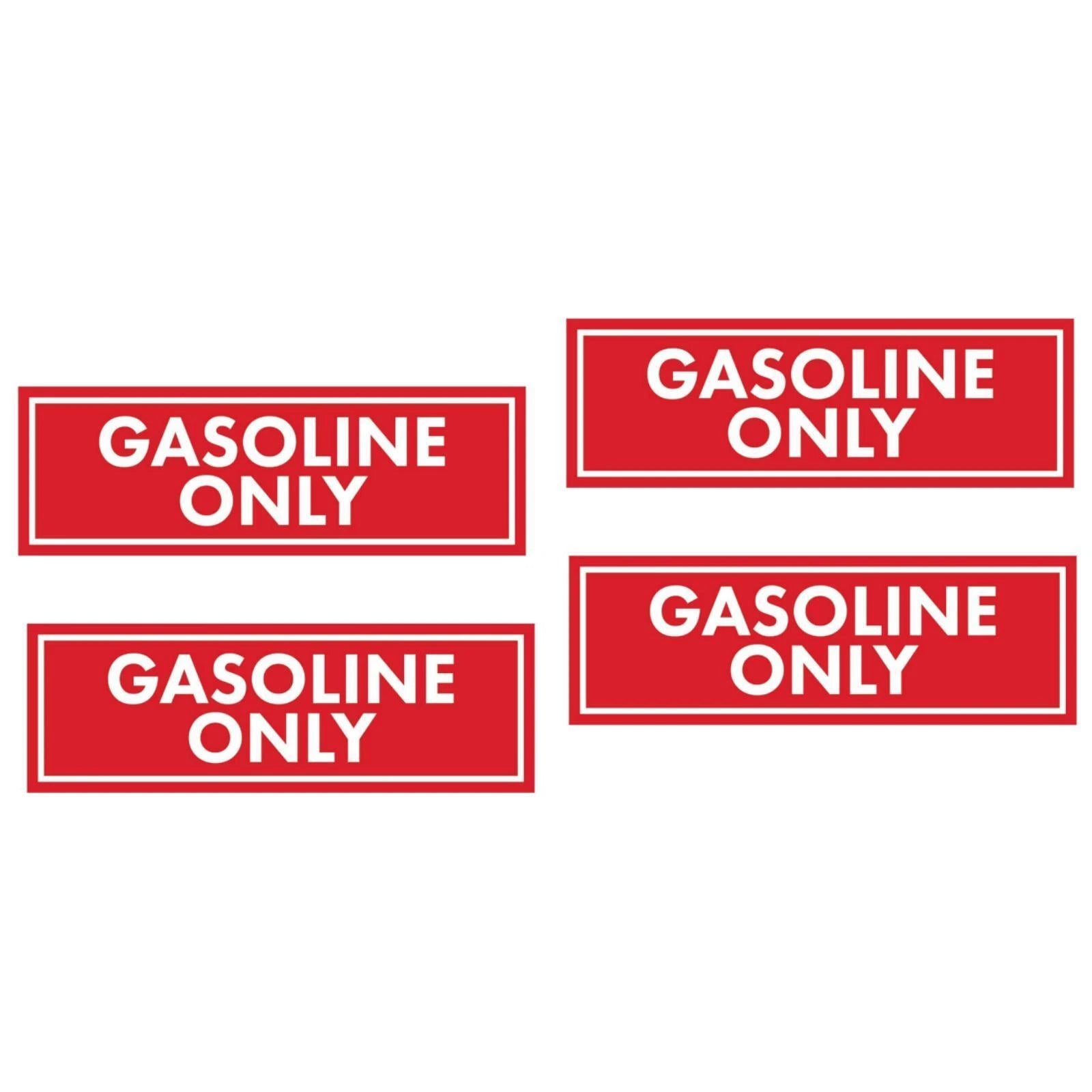 Clear Gasoline Only Identification Stickers Set of 4