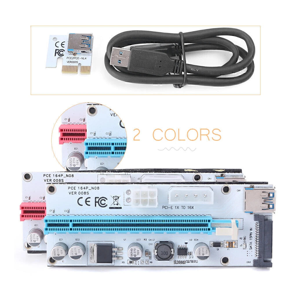 USB 3.0 Riser Card Adapter for PCI-E Express (1x to 16x)