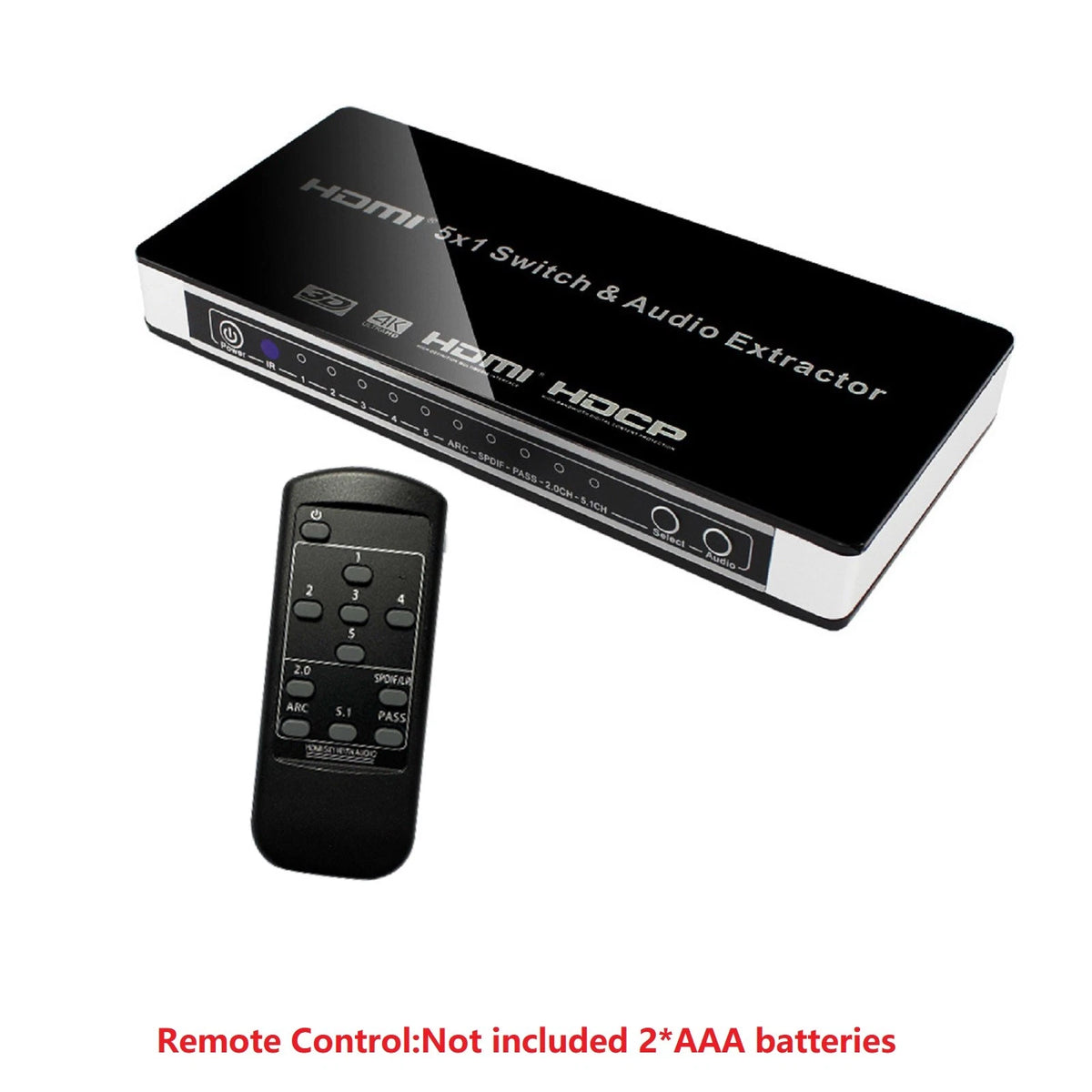 HDMI Switch 5x1 for PS4 PS5 Xbox TV Box (4K 1080P) w/ Remote Control