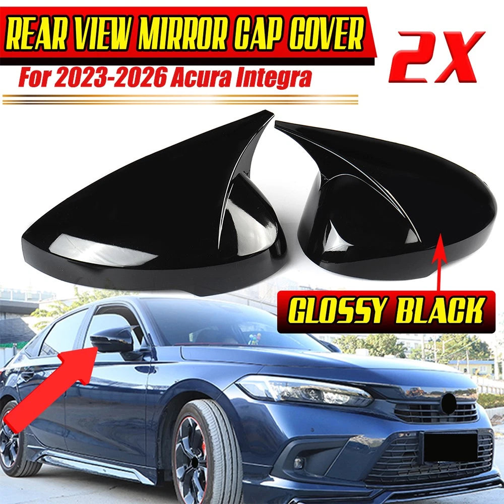 Glossy Black Rear View Side Mirrors Cap Cover with LED for Acura Integra (2023–2026)