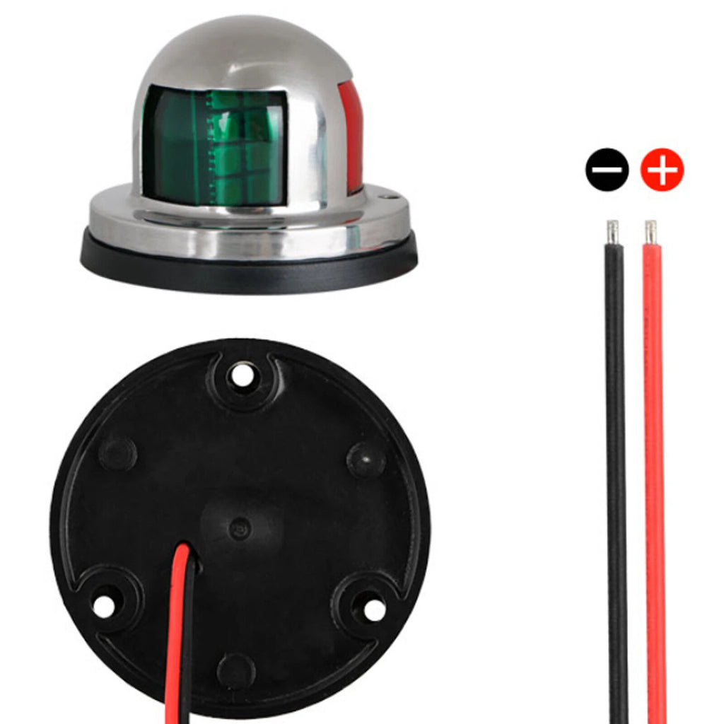 2X Stainless Steel LED Bow Navigation Lights for Marine Boat Yacht (12V)