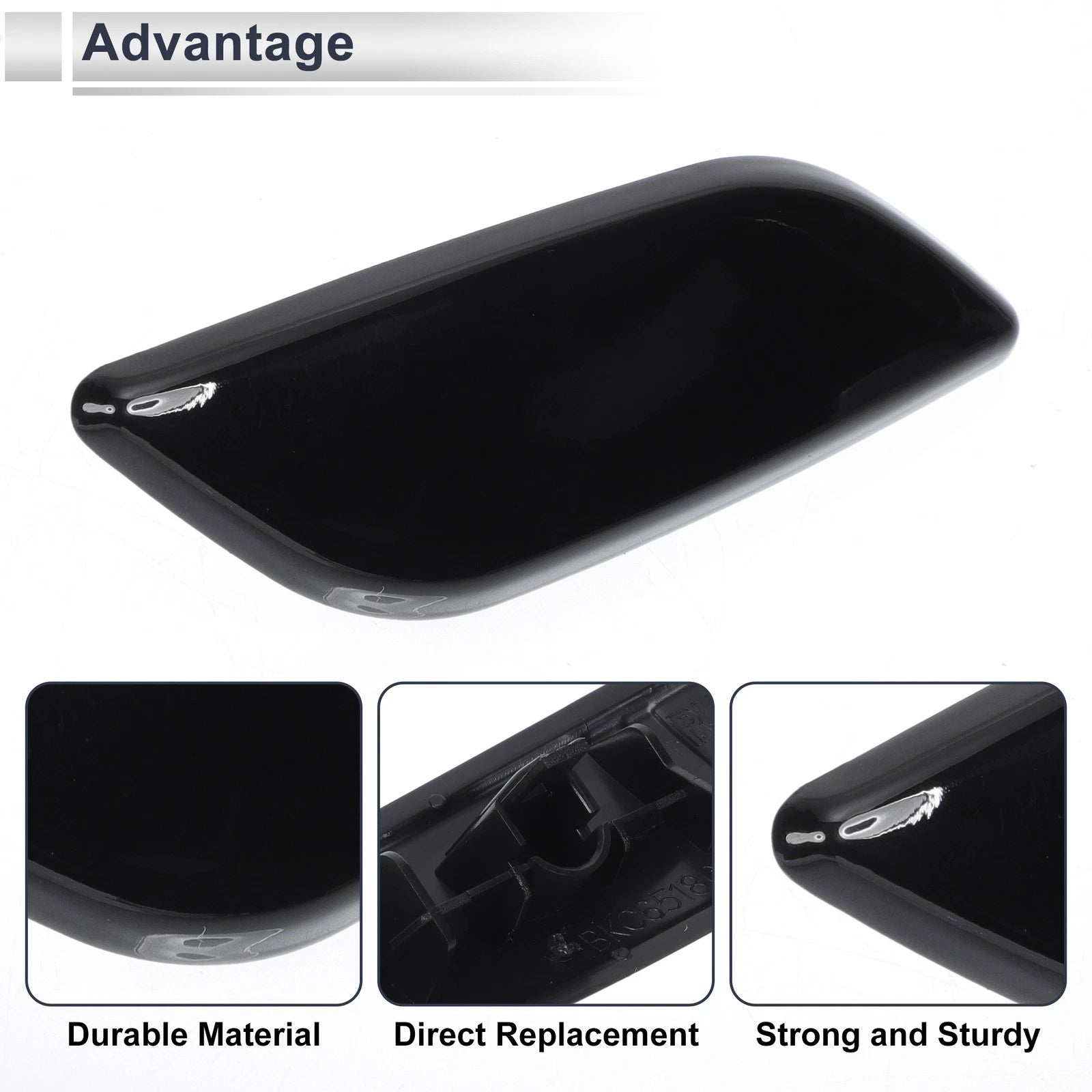 Bumper Headlight Washer Nozzle Cover Cap for Mazda 3 (2004–2009) Black