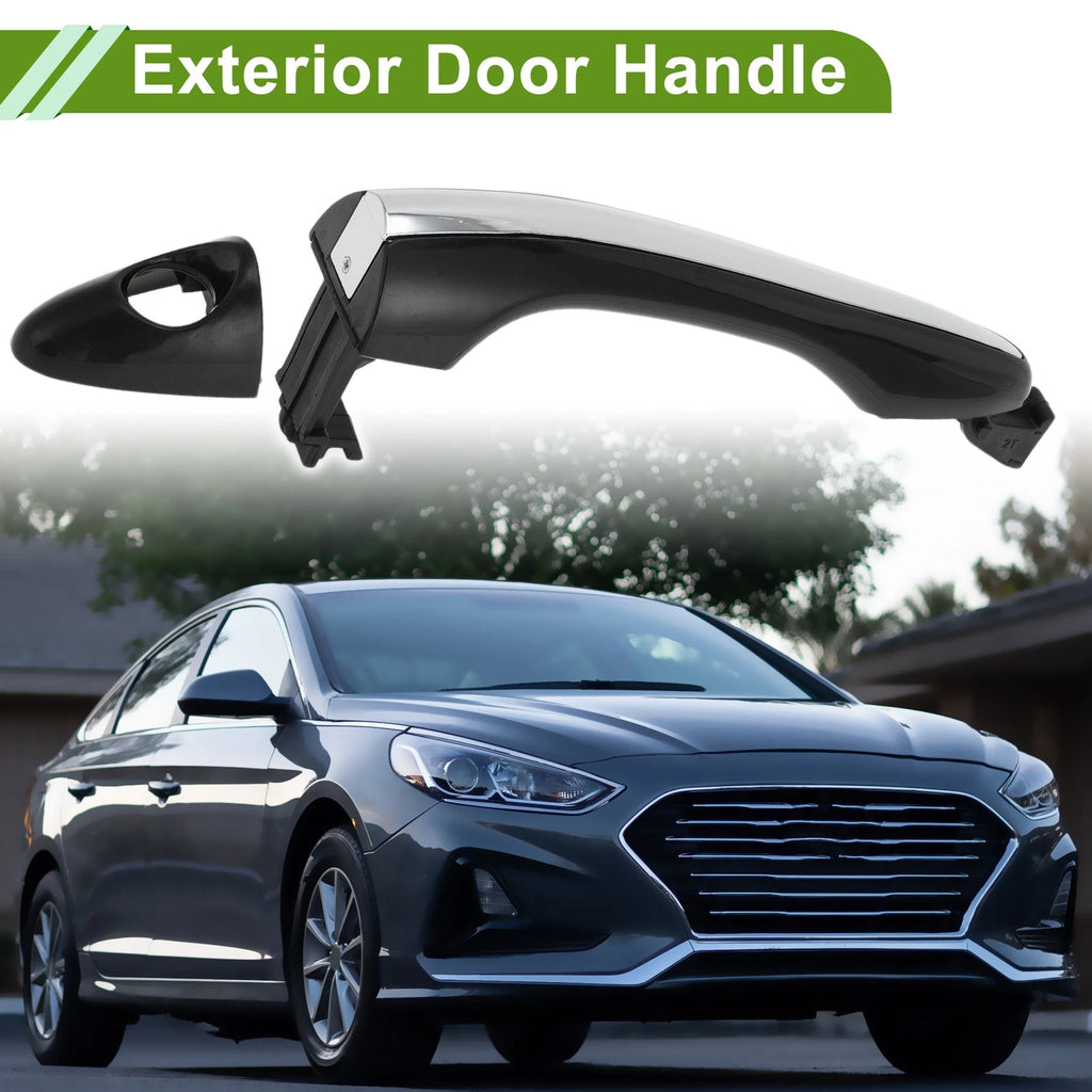 Exterior Door Handle Replacement Front Left for Hyundai Black Silver Tone (2011–2020)
