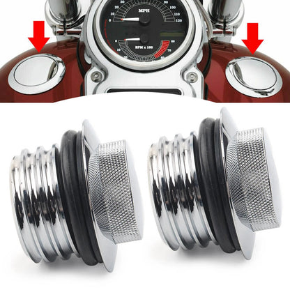 Flush Pop Up Gas Cap Vented Fuel Tank Cover for Harley (Chrome)