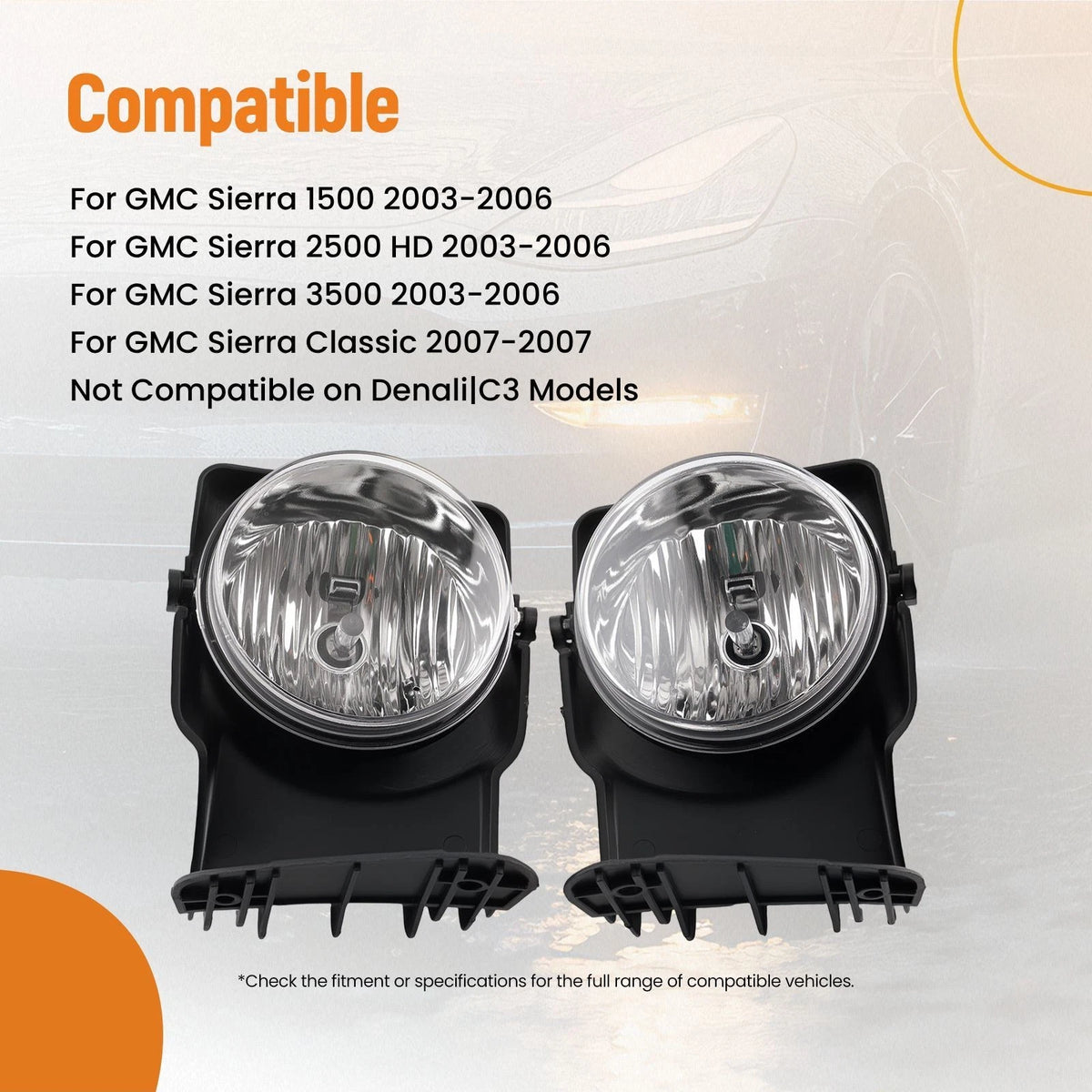 2X Bumper Fog Light Lamp w/ Bulbs for GMC Sierra 1500 2500 3500 (2003–2006)