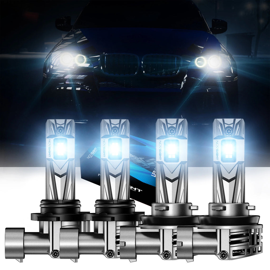 4X H11+9005 LED Headlight Bulbs for NOVSIGHT (2010–2023)