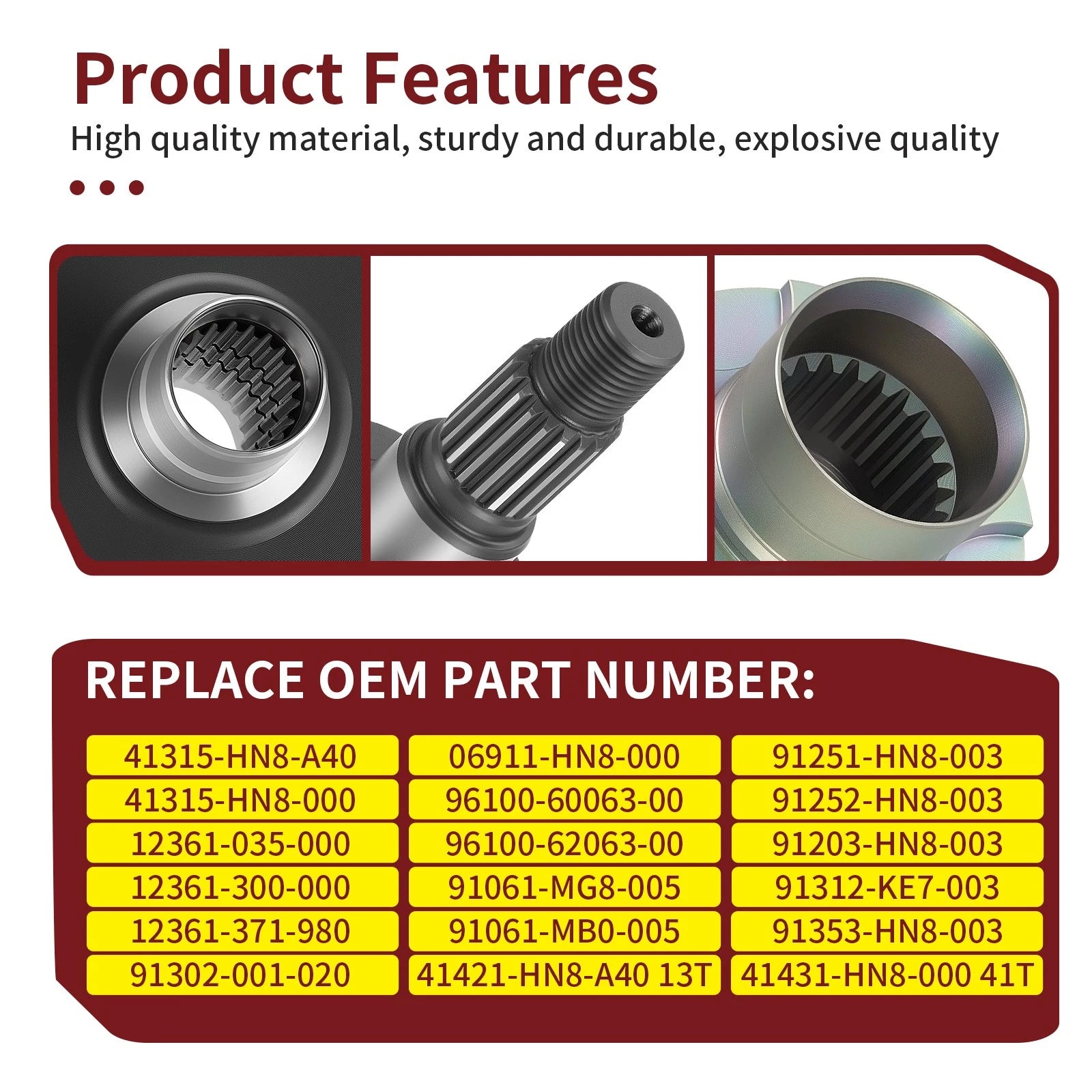Rear Differential Gear Ring Pinion Joint Kit for Honda Rincon 650 FA/FGA (2003–2005)