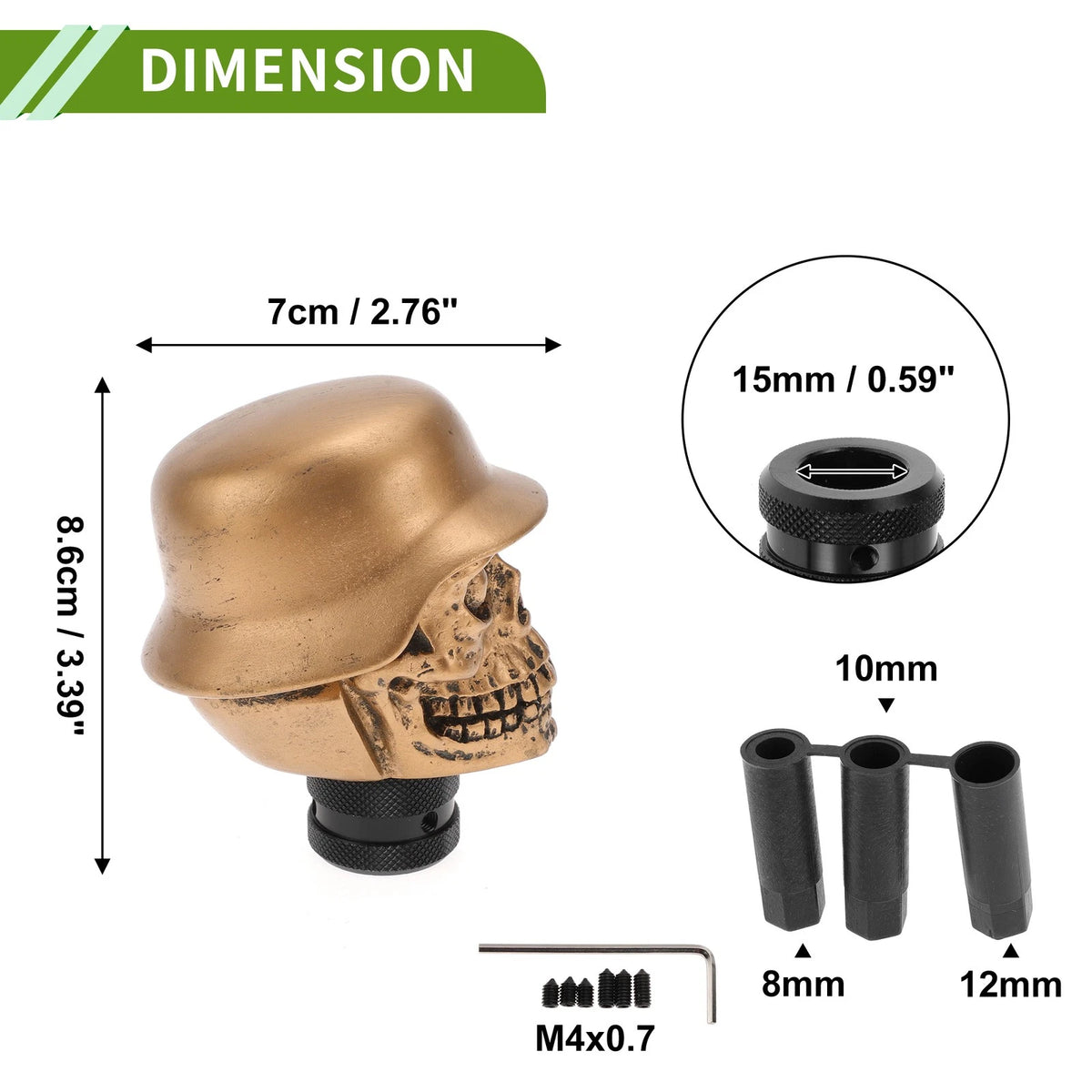 Skull Shift Knob with 3 Adapters for Universal Fit (Automatic/Manual)