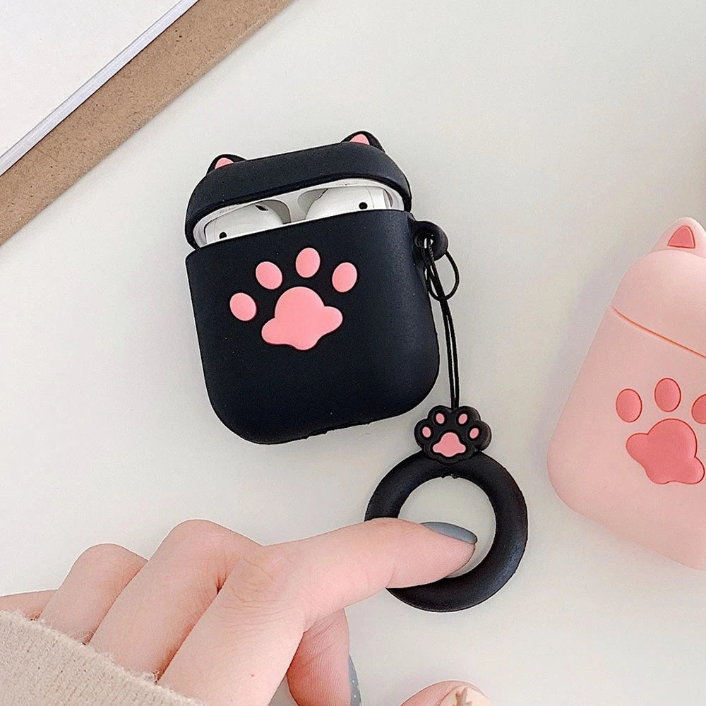 Silicone 3D Cat Claw Earphone Protective Case for 1 2
