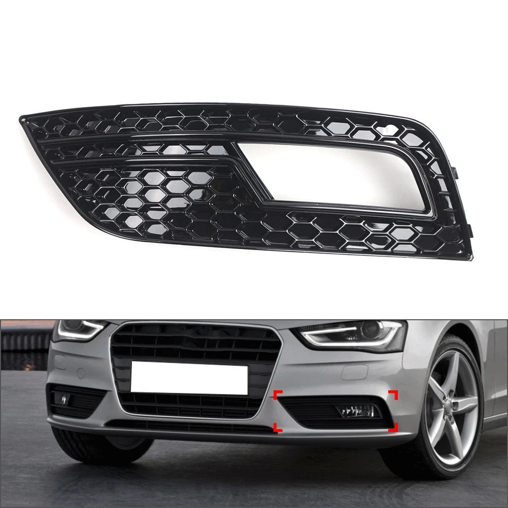 Front Left Fog Light Grille Cover for Audi A4 (2013–2016) - Glossy Black