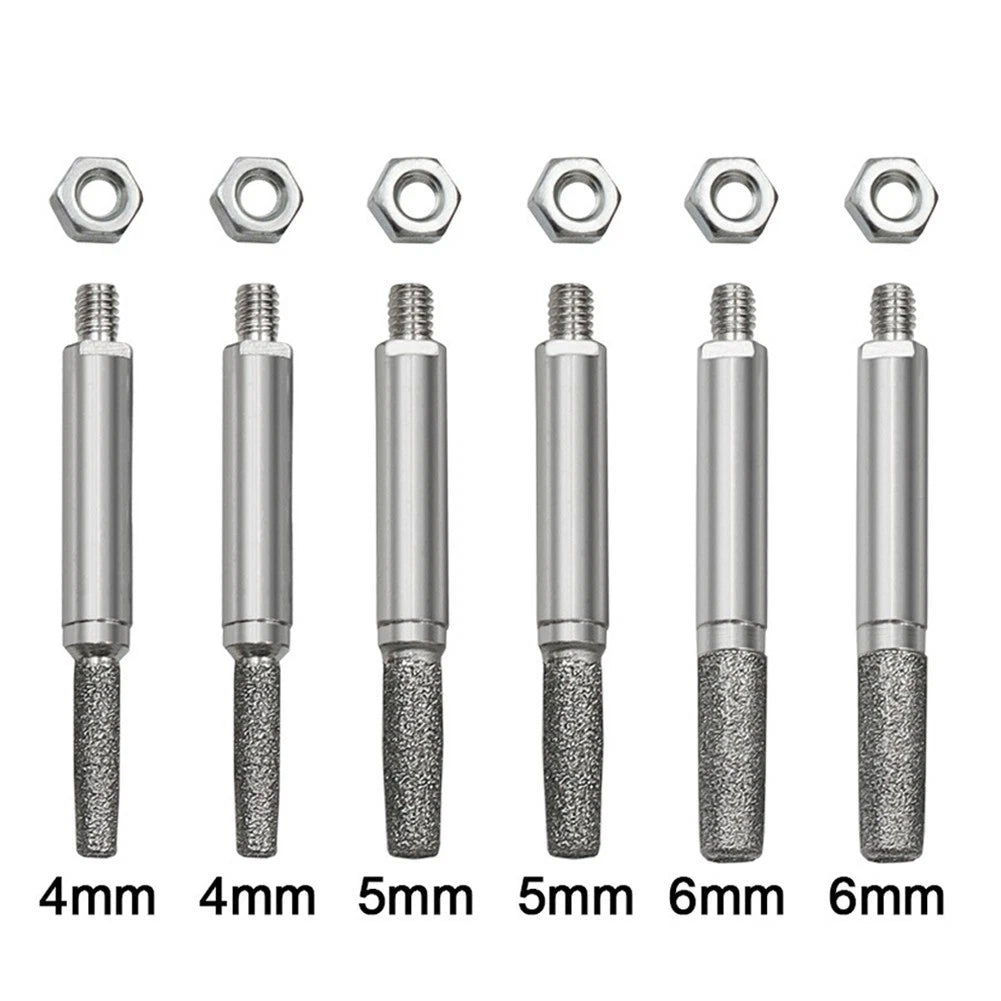 Set of 6 Diamond Grinding Heads 4.0mm/5.0mm/6.0mm for Hand Tools