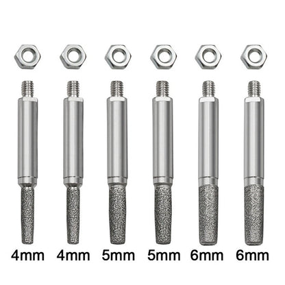 Set of 6 Diamond Grinding Heads 4.0mm/5.0mm/6.0mm for Hand Tools
