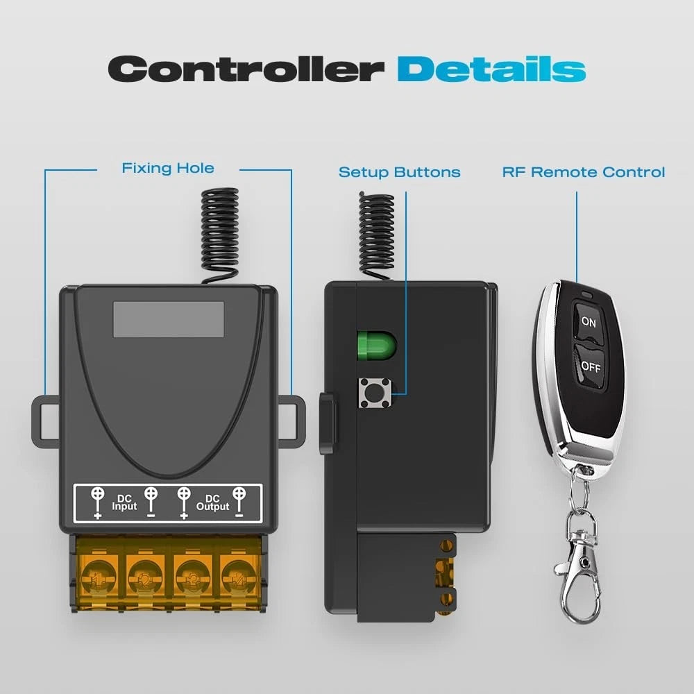 Wireless Remote Switch 30A Relay for Automotive Applications (12-72V)