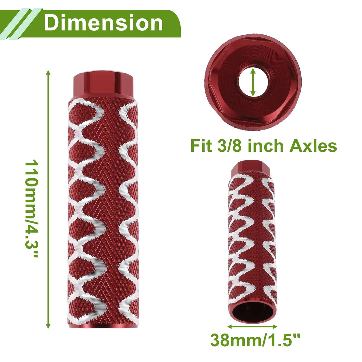4 Pcs Bike Pegs 100mm Circle Texture Replacement for Red Cycling Foot Pegs