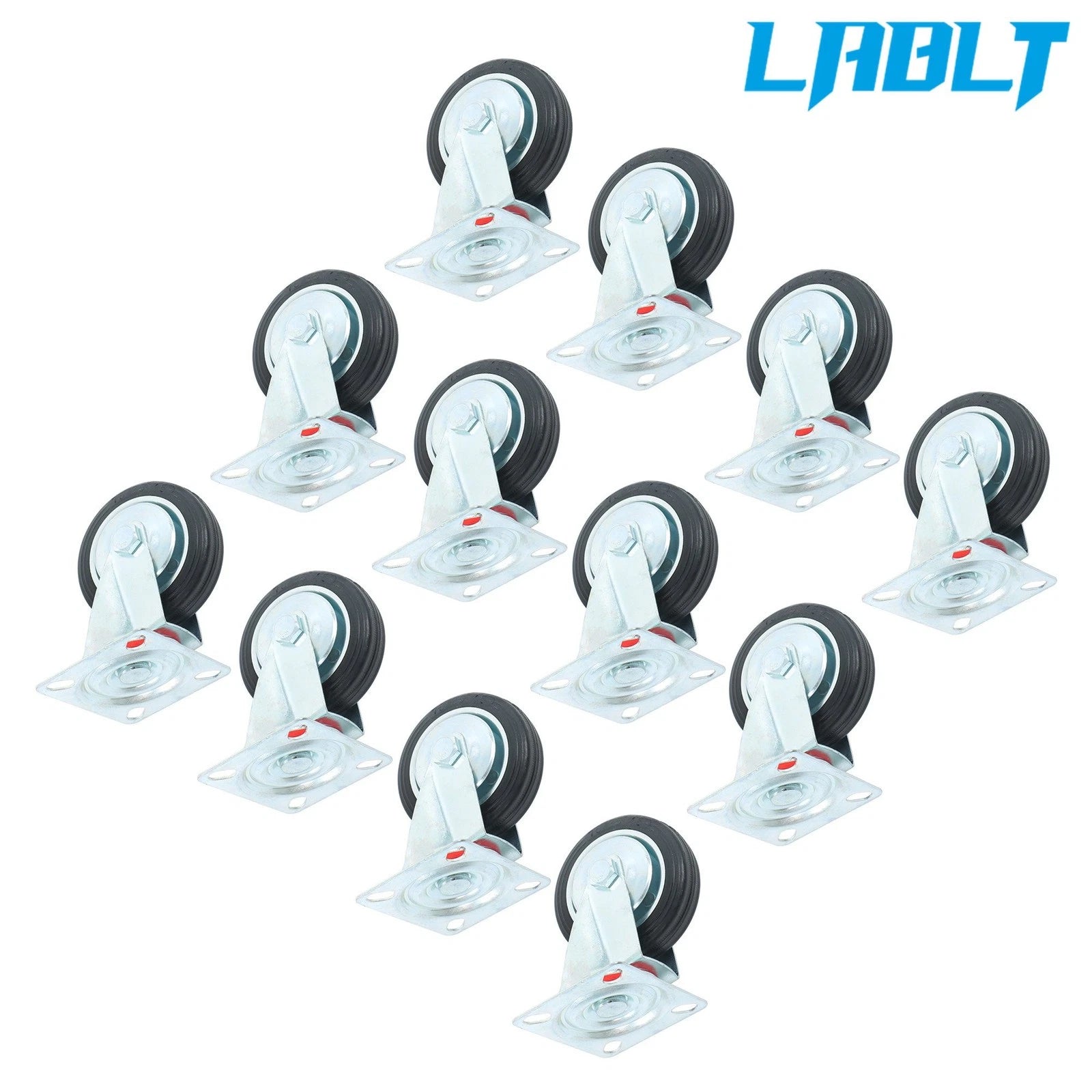 12PCS 3" Swivel Caster Wheels for (Rubber Base, No Brake)