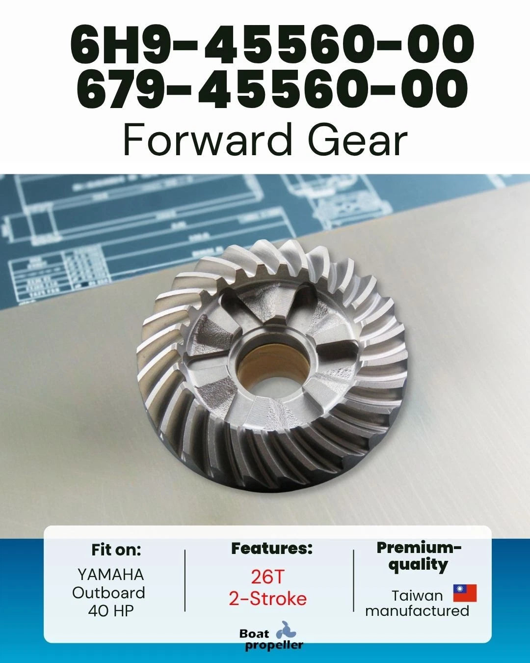 Forward Gear 679-45560-00 6H9-45560-00 for Yamaha Outboard Motor (40 HP)