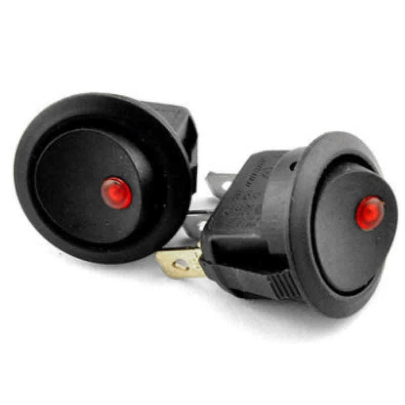 10PCS 2 Pin Red LED Rocker Switch for Car Marine Boat (12V)