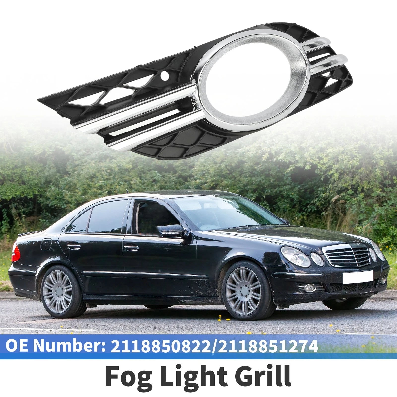 Front Right Bumper Fog Light Cover Replacement for Mercedes-Benz E320 (2002–2009)