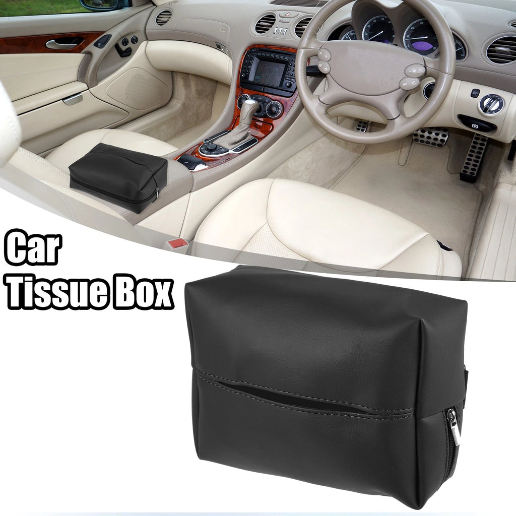 Universal Car Armrest Tissue Box Mask Holder for Back Seat (Black)