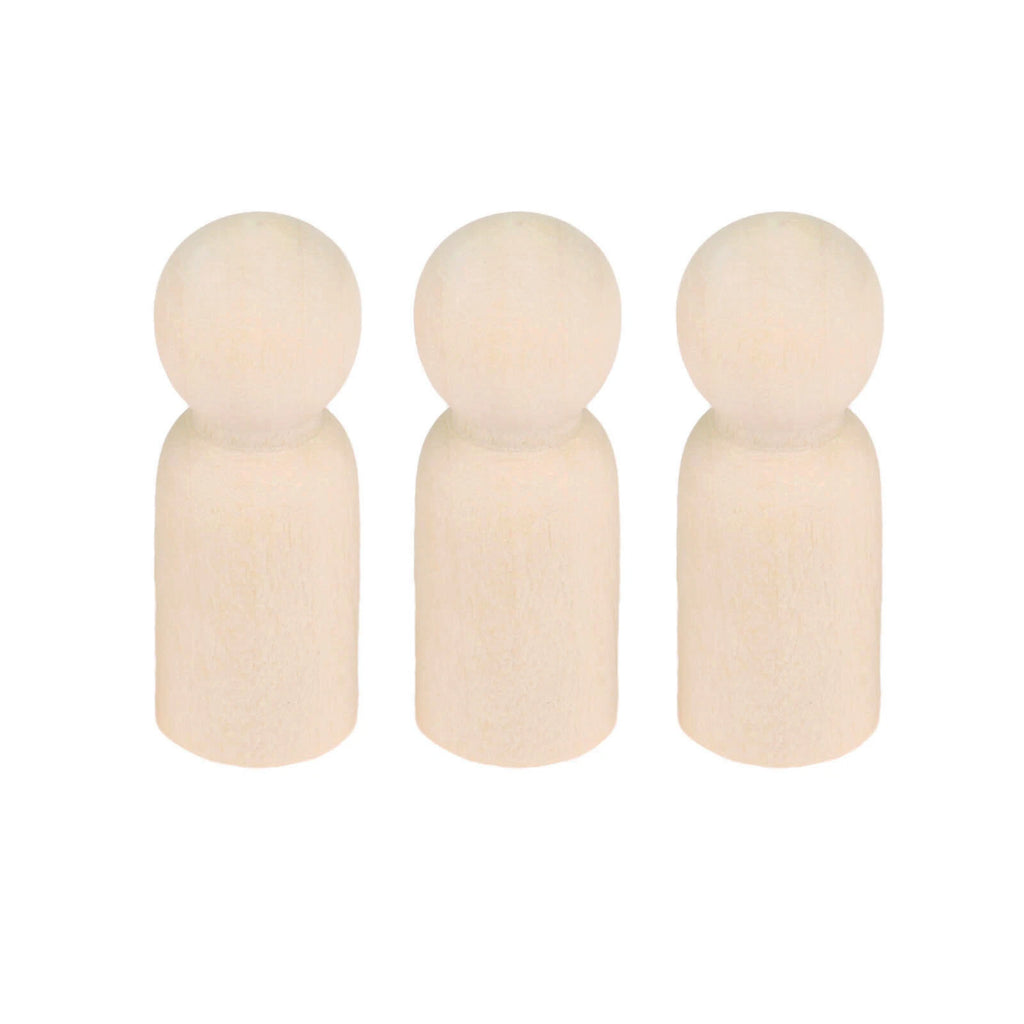 50Pcs Wooden Unpainted Peg Dolls DIY Craft Toy for Kids