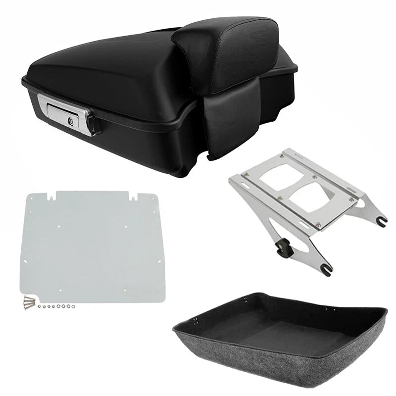 Matte Chopped Trunk Backrest Mount Rack Plate for Harley Touring (2014–2026)