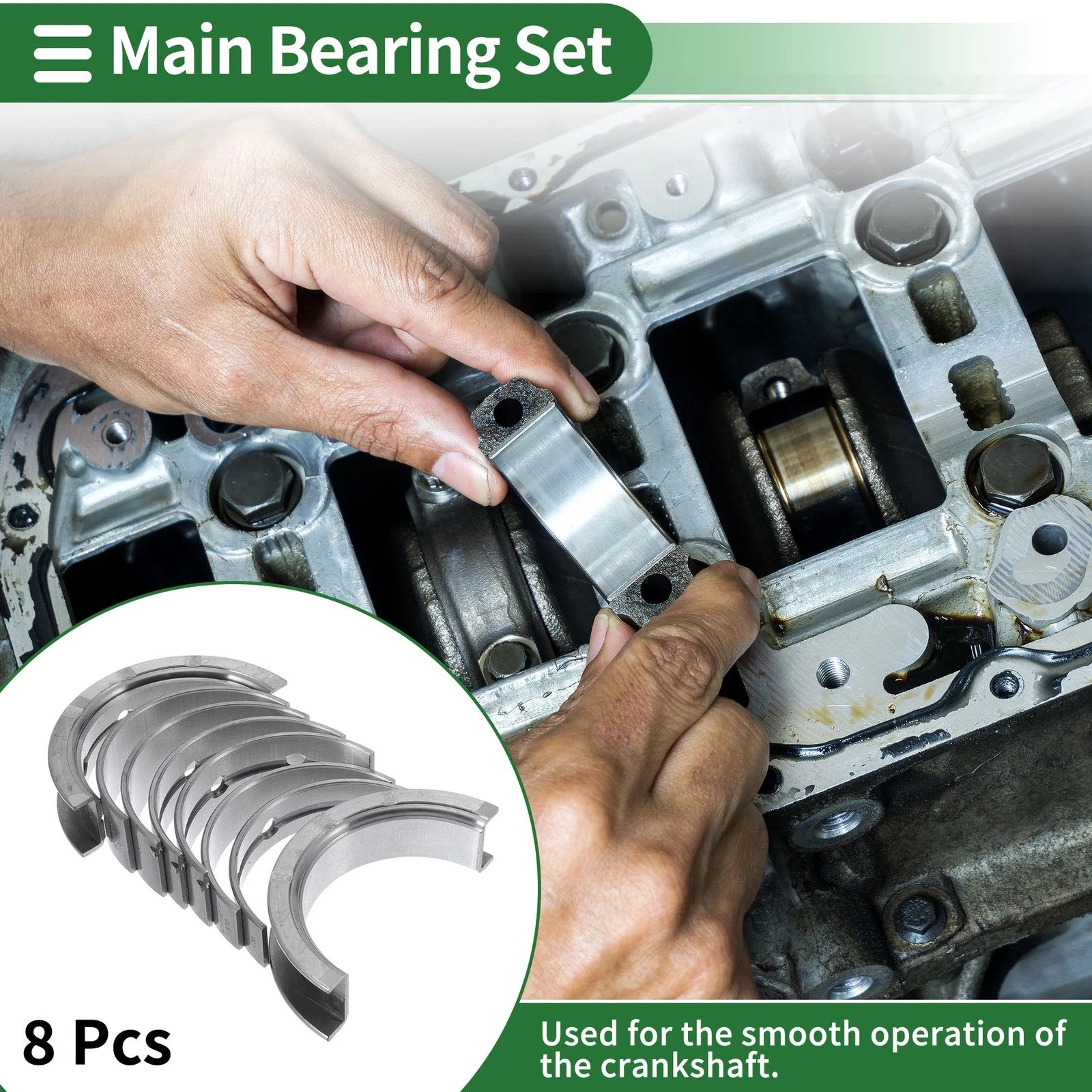 Engine Main Bearing Set for Chevrolet Equinox 2005–2009 8 Pieces