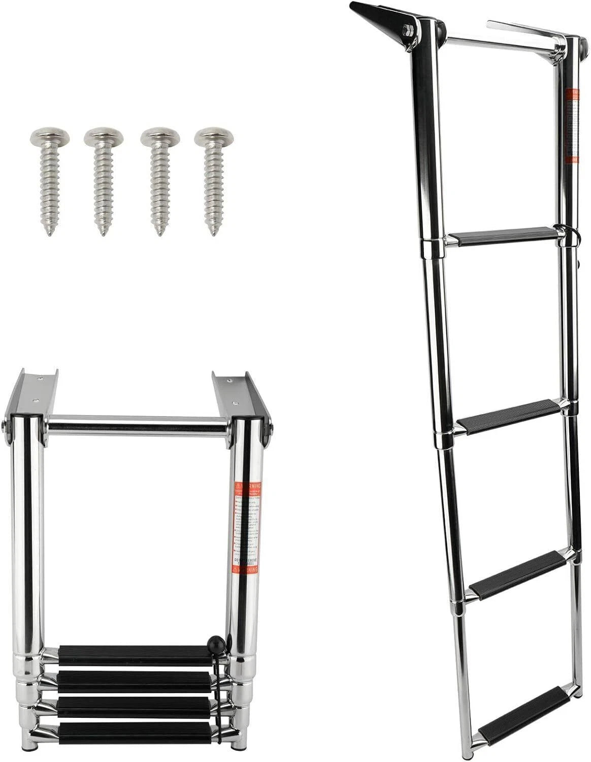 4 Step Telescoping Boat Ladder for Marine Use (Stainless Steel)