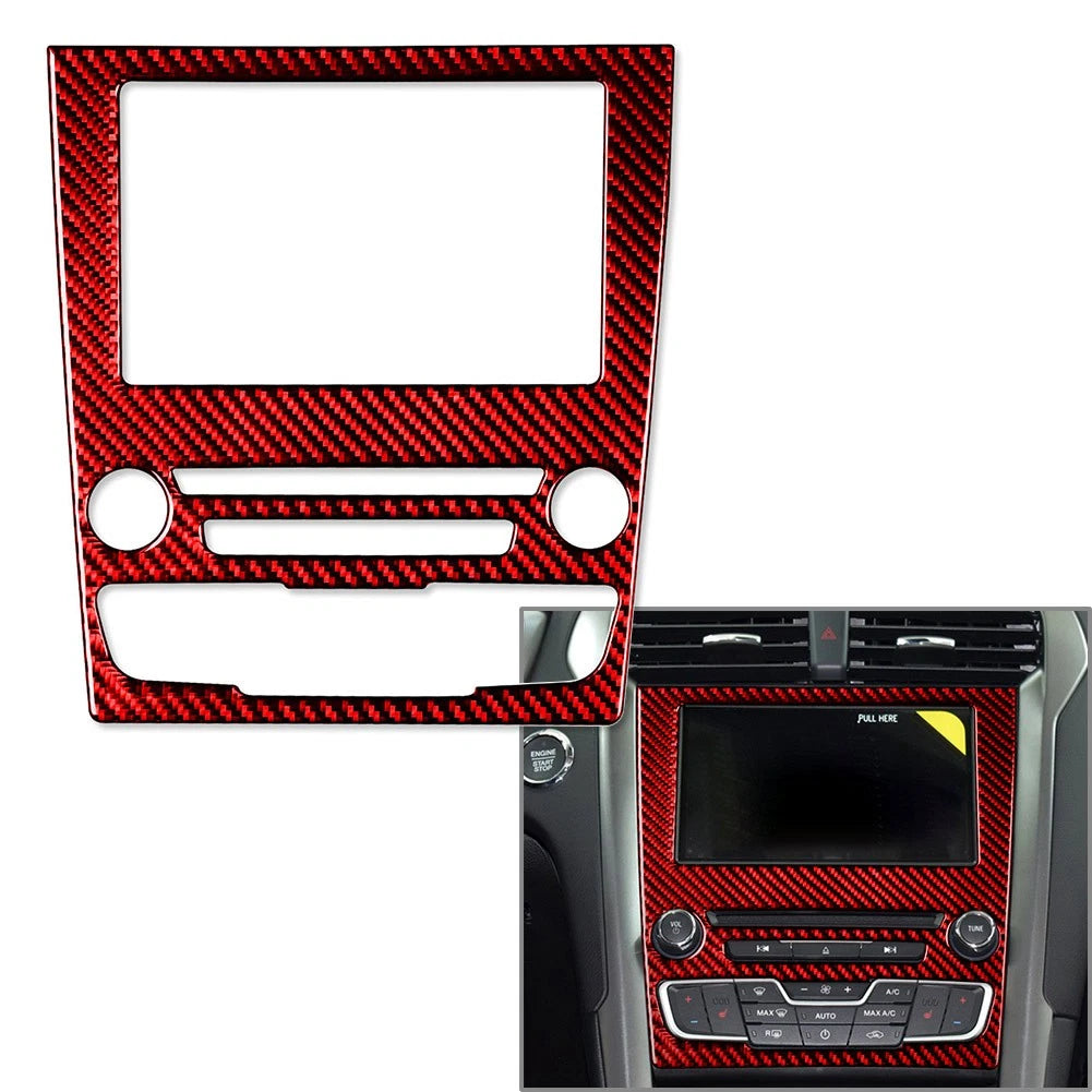 Carbon Fiber Red GPS Navigation Panel Cover Trim for Ford Fusion Mondeo (2013–2019)