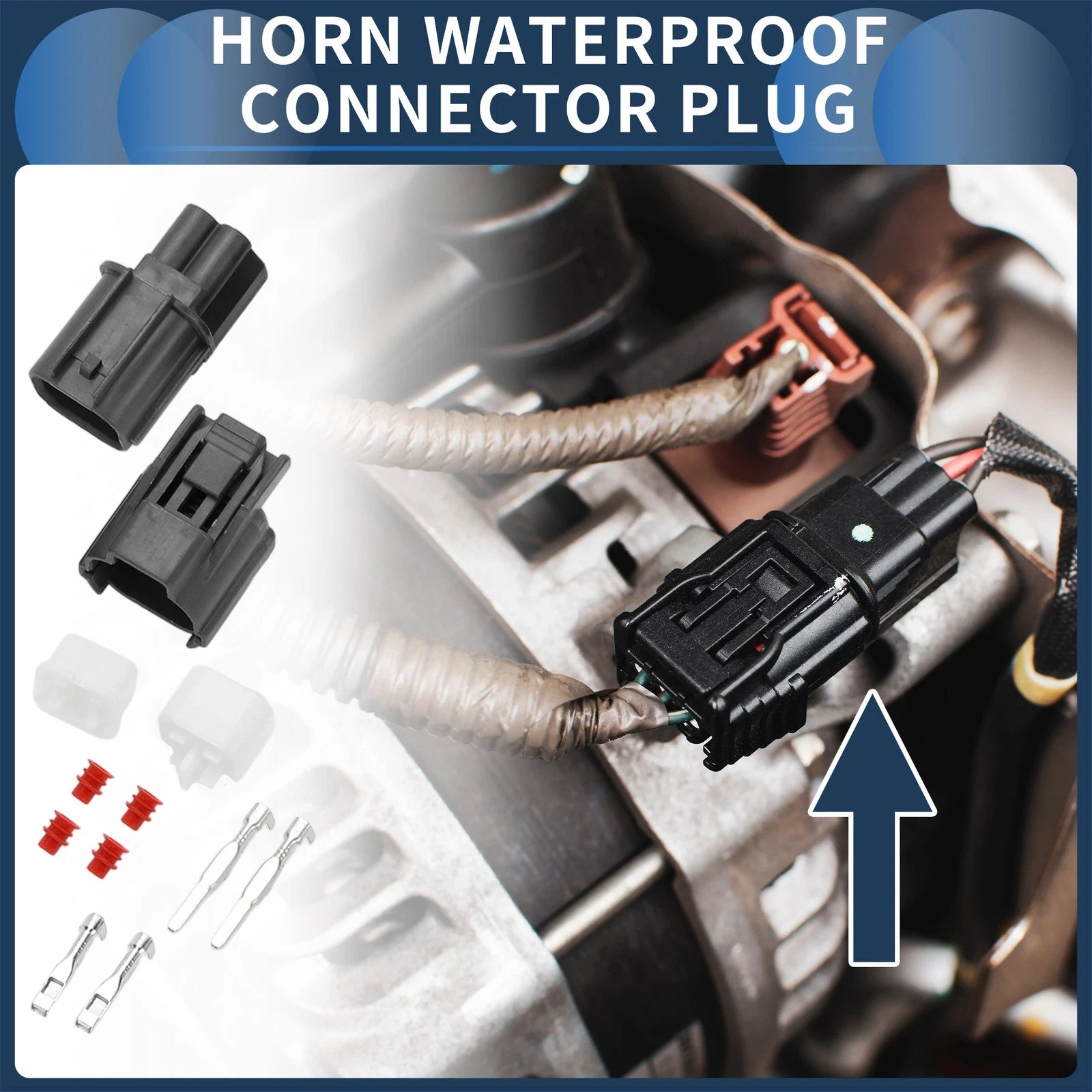 2 Pin Waterproof Horn Connector Plug for Honda (1 Set)