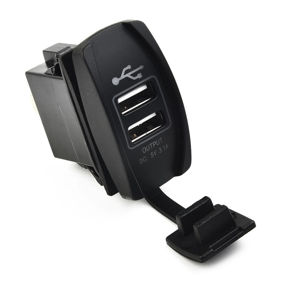 USB Power Charger with White LED Indicator for Vehicle Boat Use