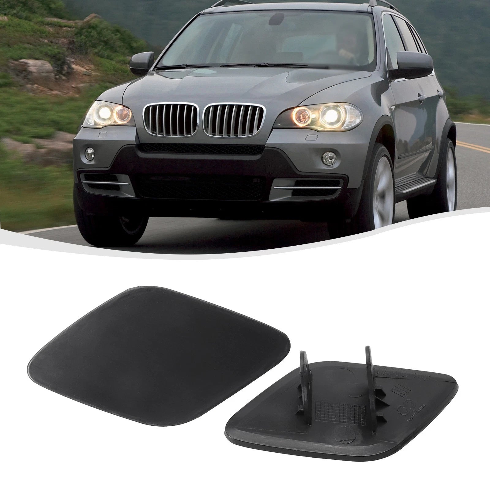 Front Headlight Washer Nozzle Covers for BMW X6 E70 E71 (2008–2019)