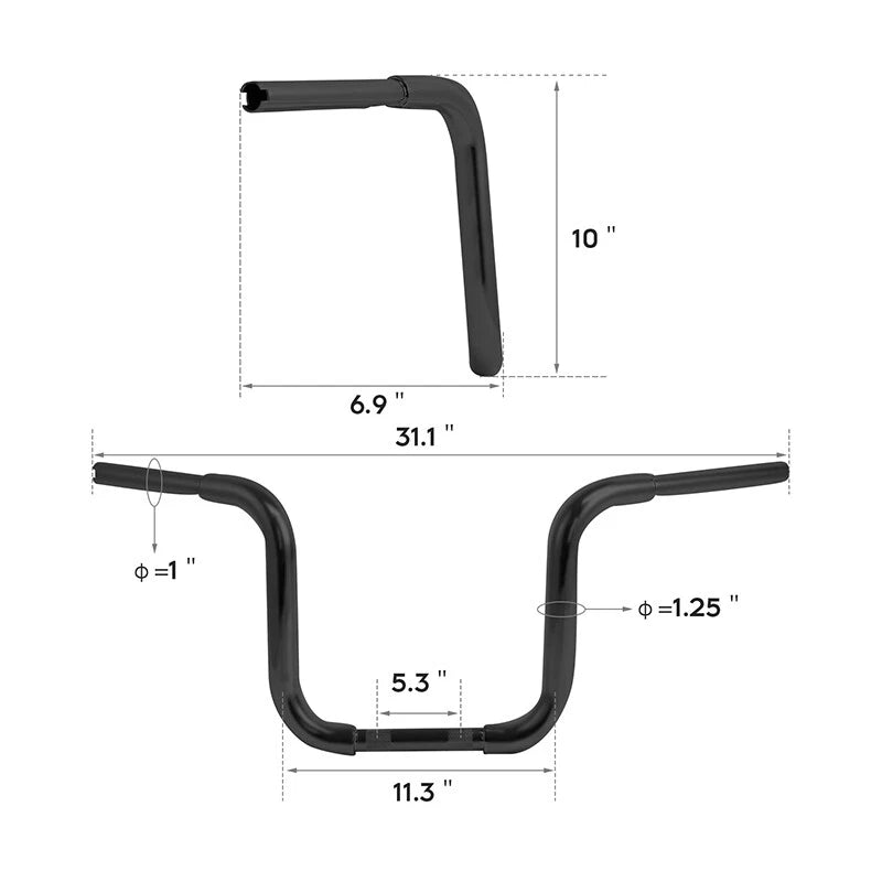 10" Rise 1 1/4" Ape Hanger Handlebar for Harley Heritage Softail (1984–2023)
