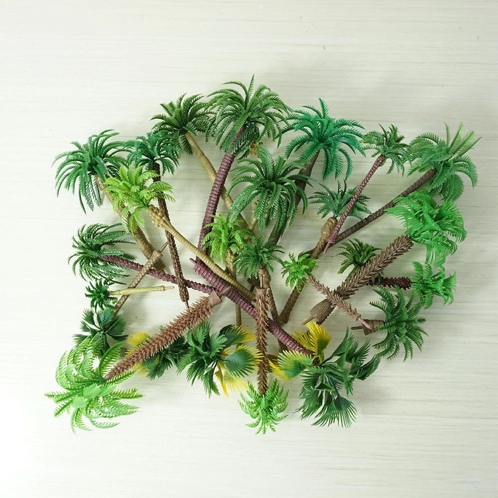 30 Mixed Model Coconut Palm Trees for DIY Park Scenery Layout