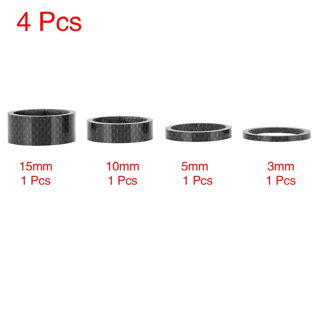 Headset Spacer Kit 1-1/8 Inch Stem for Bikes 3 5 10 15mm (Qty 4)