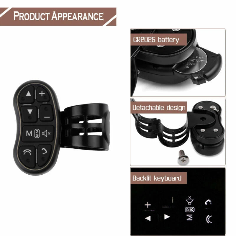 Wireless Steering Wheel Button Key Remote Control for Car Stereo (2010–2023)