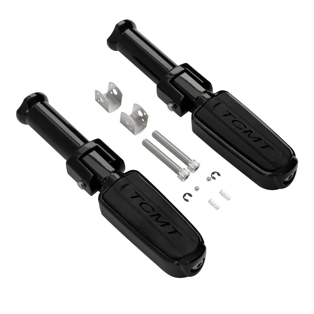 Black Rear Footpegs Footrest with Brackets for Harley Softail (2018–2024)